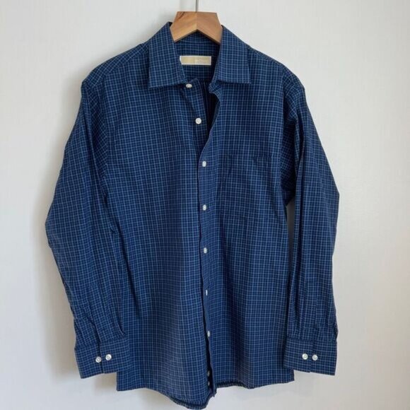 Michael Michael Kors Mens Size M 15 1/2 Blue Long Sleeve Button Down Shirt 32 33 - Picture 3 of 12
